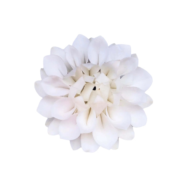 White orchid petals sewn together to form a single flower, displayed on a white background.