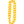 A white and yellow alternating flat deluxe lei with loops in the middle and flared edges, known as the butterfly lei, displayed against a white background.