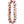 A flat lei made of white and purple orchid blossoms with green orchid buds, arranged in a layered design for a full and lush appearance, displayed on a white background.