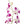 Backside view of a single stem of purple Dendrobium orchids showing six blooms and three green buds at the top, against a white background.