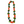 Lei made with different shades of cigar flowers, accented by green ti leaves, black Kukui nuts, and white Mongo shells.