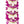 Close-up of a flat deluxe orchid lei highlighting the folded and layered purple and white petals, creating a detailed and textured floral pattern.