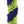 Close-up of a spiral orchid lei with alternating diagonal colors of green and sprayed blue highlighting the intricate pattern and texture.