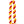 Spiral lei made of natural and sprayed orchids featuring alternating diagonal stripes of red, yellow, and white petals.