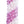 Close-up of a spiral orchid lei with alternating diagonal colors of pink and white, highlighting the intricate pattern and texture.