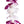 Close-up of a single-strand orchid lei showcasing the alternating white and purple blossoms in a simple, elegant pattern.